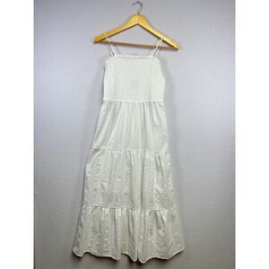 Art Class White Smocked Tiered Midi‎ Dress Girls XL 14 Spaghetti Strap Bow Back